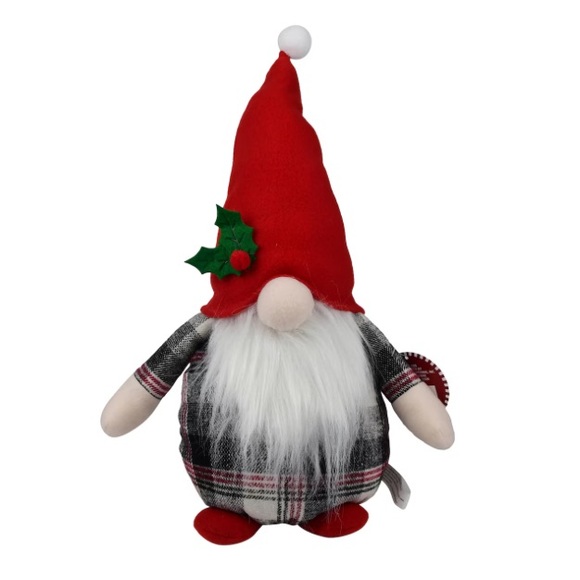NWT- 16” Adorable Red Hat- Black, White & Red Plaid- Holiday Gnome Decorations - Picture 17 of 17